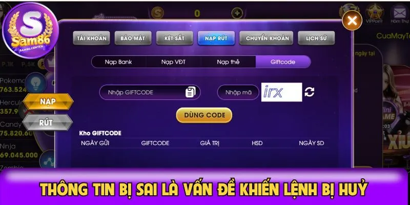 Thông tin bị sai là vấn đề khiến lệnh bị huỷ