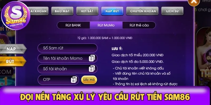 Đợi xử lý yêu cầu trong khoảng 2 phút